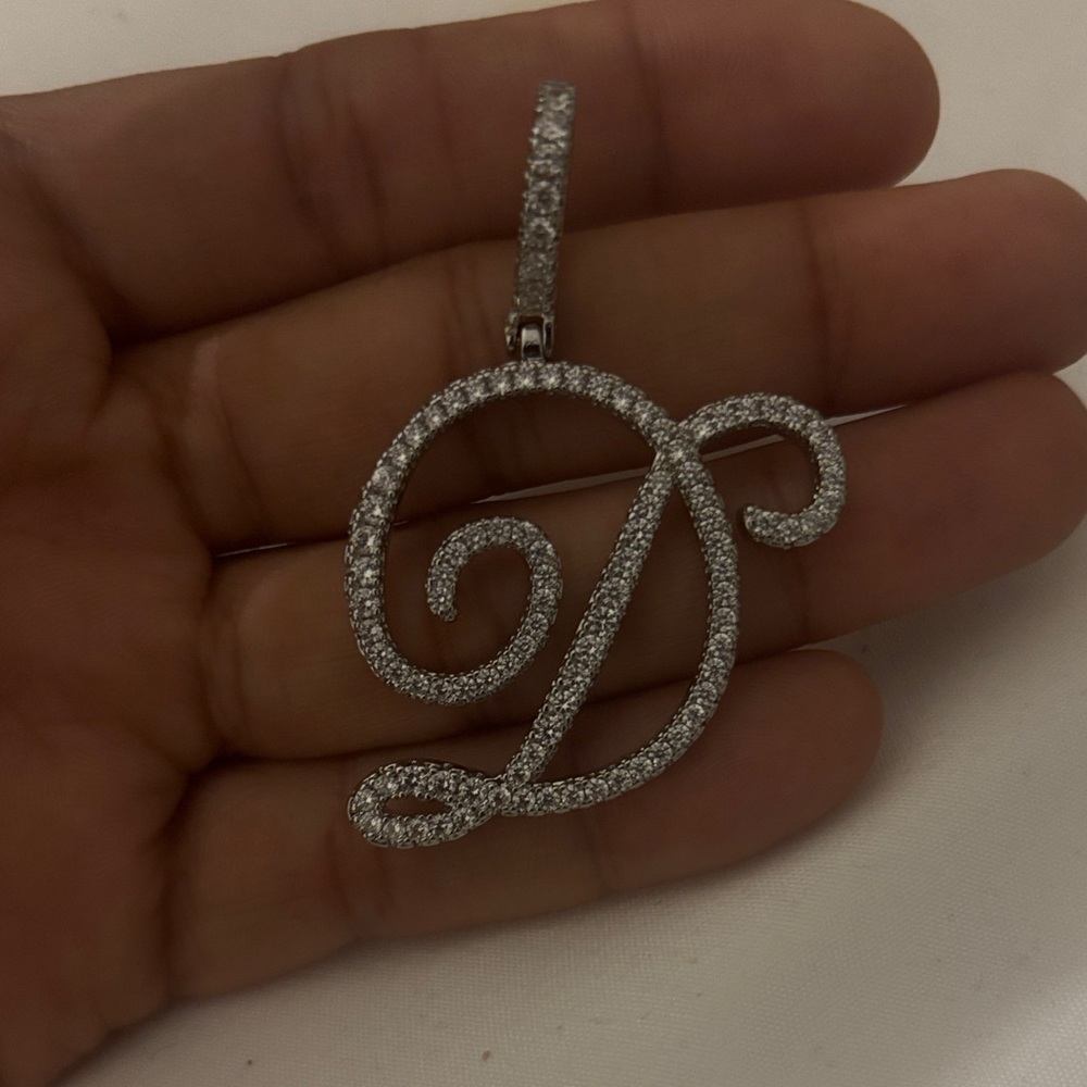 Elegant Silver Initial Pendant Letter D - Picture 2 of 3